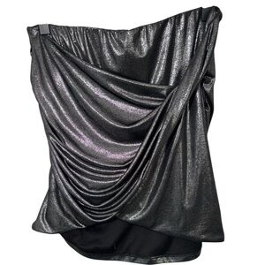 Vtg Free People Metallic Silver Tube Top size Med. gathered Y2K Club